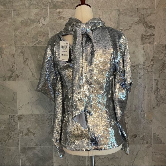 INC International Concepts Sequin Cold Shoulder Tie Back Top - Picture 7 of 8